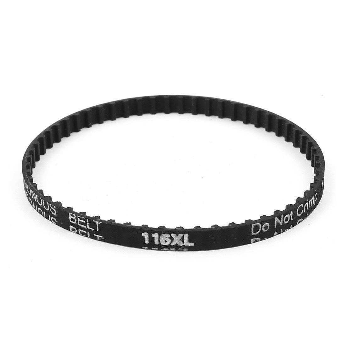 116XL 025 58 Teeth 6.4mm Wide Rubber Cogged Industrial Timing Belt Black