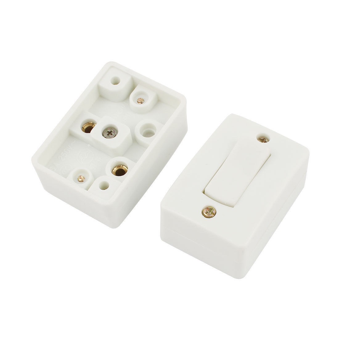 2 x White Plastic OFF/ON Button Inline Cord Lamp Light Switch AC 250V 6A