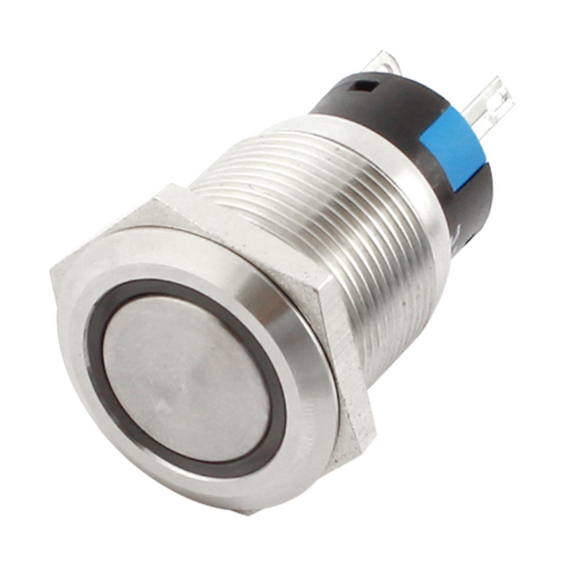 DC24V White LED Angel Eye SPDT Locking Stainless Steel Push Button Switch 19mm