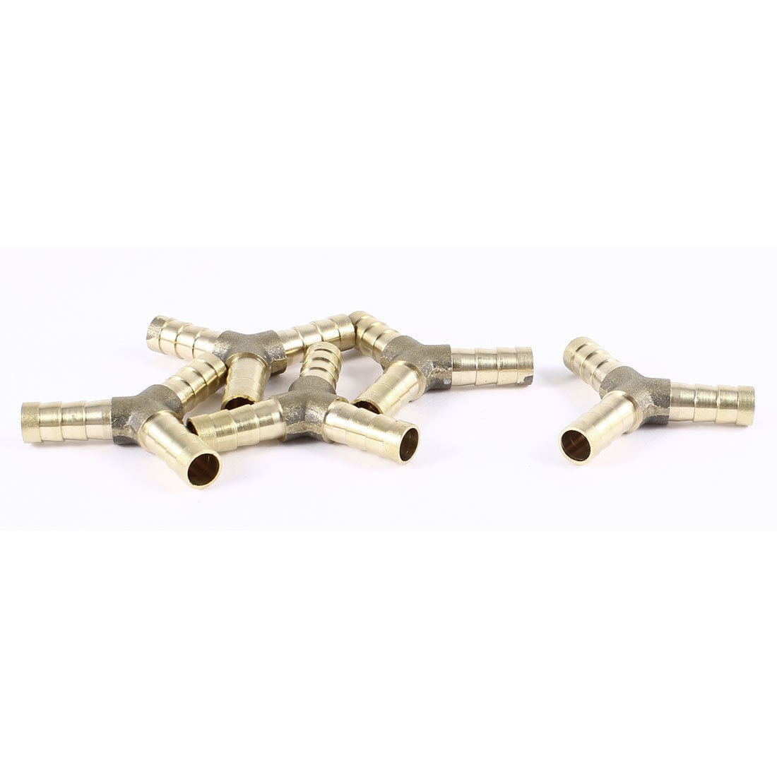 5 Pcs Y Shape 3 Ways 8mm Hose Barb Fitting Adapter Coupler Connector Gold Tone
