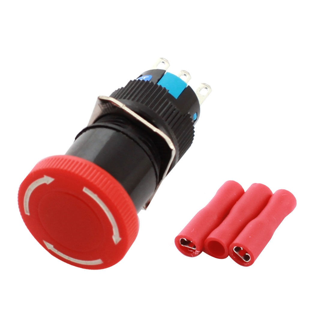 AC 250V 3A 16mm Thread SPDT Locking Rotary Reset Plastic Push Button Switch