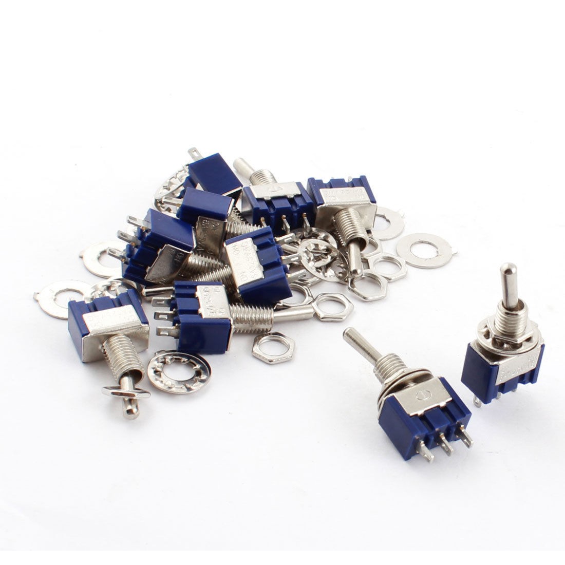 10Pcs AC 125V 6A Rocker Type SPST Latching 3 Terminals Toggle Switch