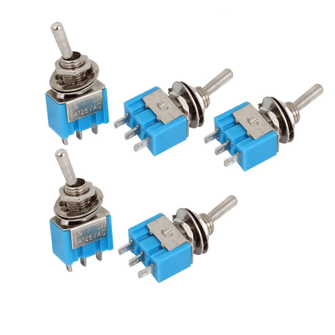 5pcs 2 Position SPDT On/On Self-locking Mini Toggle Switch AC 125V 6A