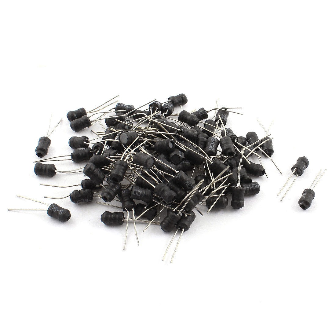 100Pcs 100uH 300mA 4x6mm 10% Tolerance Radial Lead Inductor Black