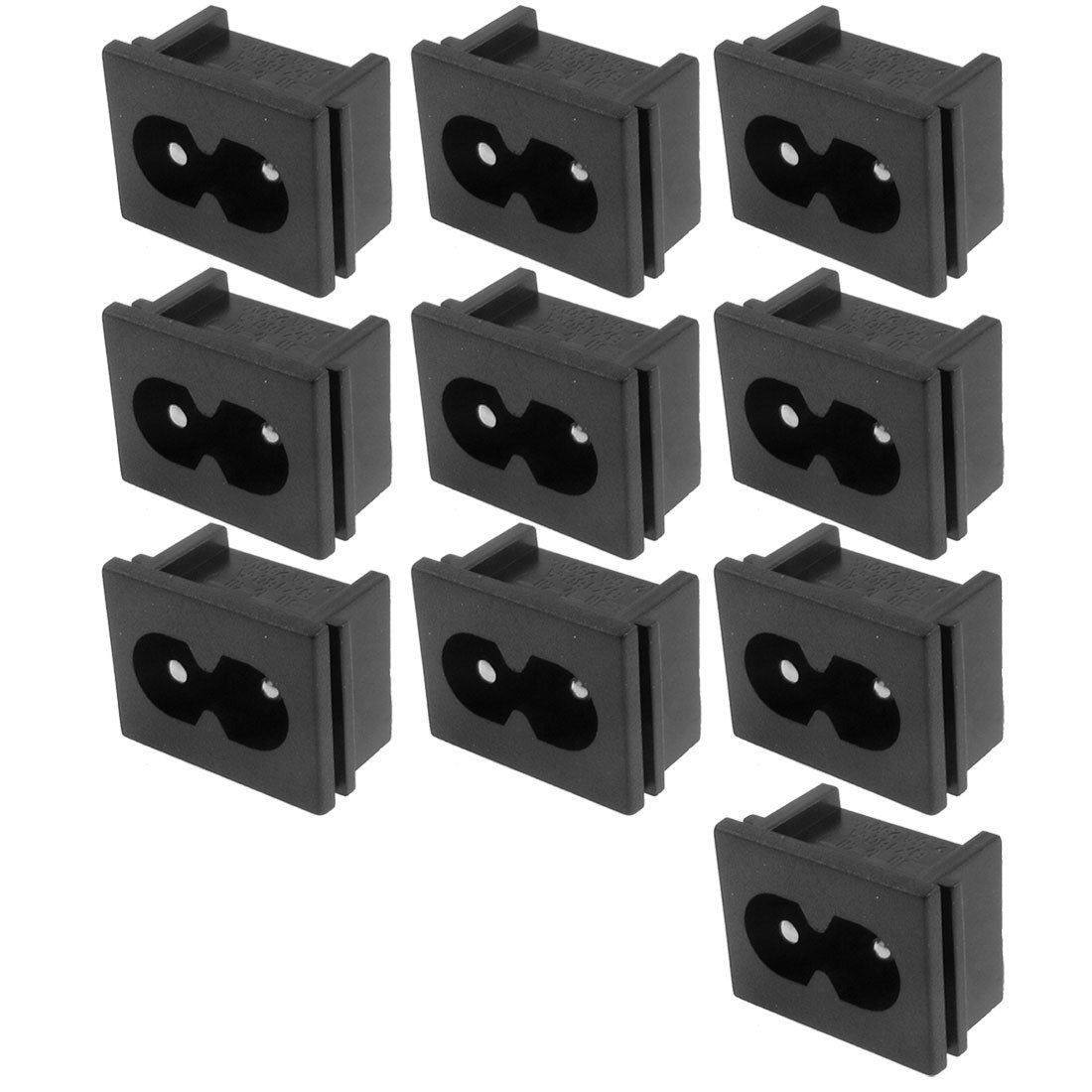 10 x Black Plastic IEC320 Type Inlet C8 Power Adapter 250V 2.5A