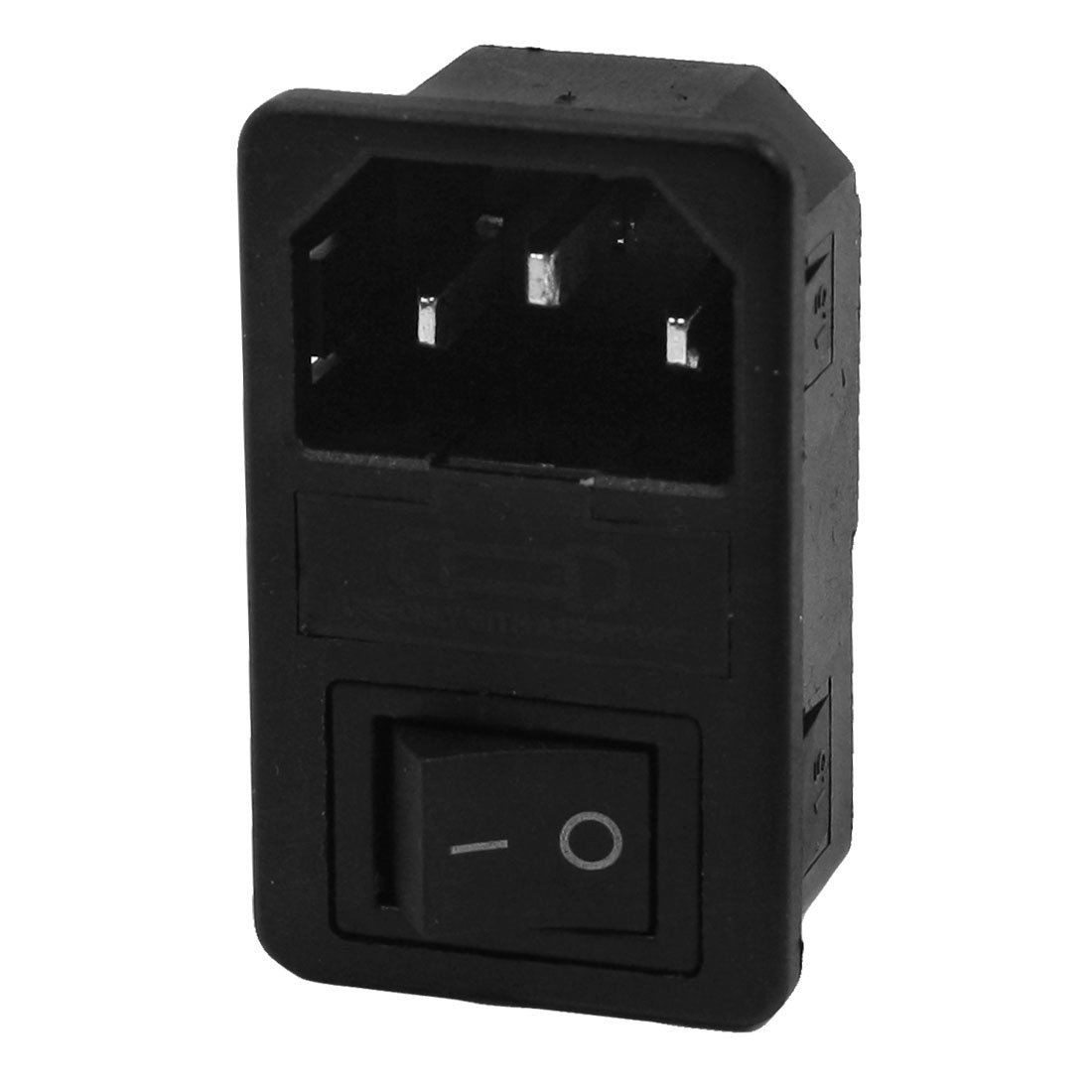 AC10A 250V 3 Terminals IEC320 C14 Male Power Plug w 4-Pin Switch
