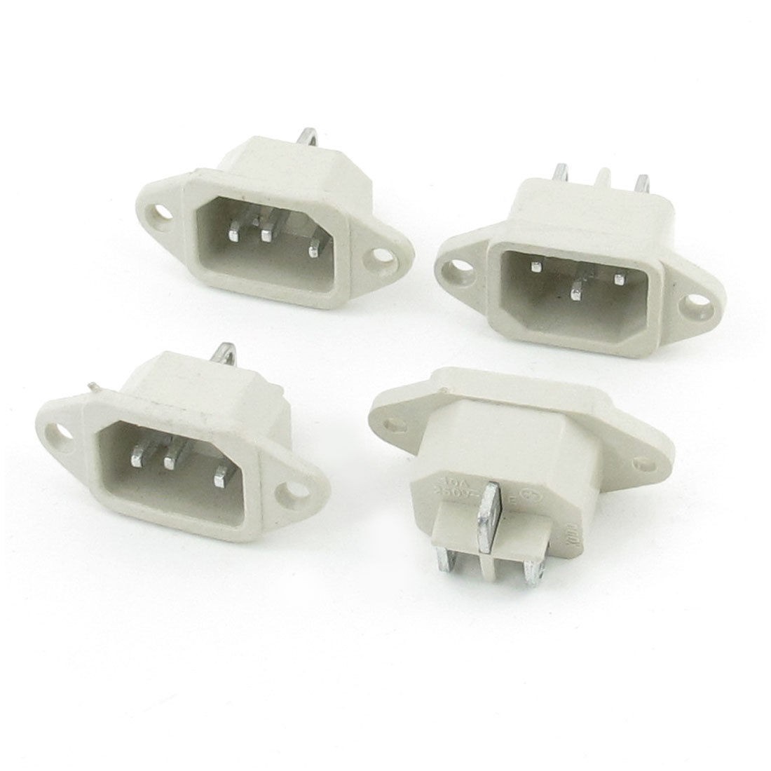 4 Pcs 250V 10A 3 Pins Panel Mount C14 Power Plug Adapter Connector Gray