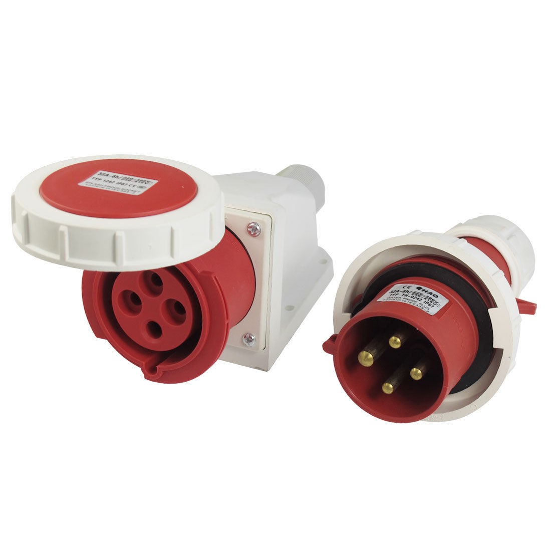 IP67 4 Pin IEC309-2 Panel Mounting Plug AC 220-380V 240-415V 32A