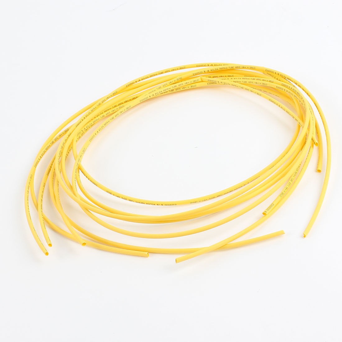 Ratio 2:1 Yellow Polyolefin 2mm Dia Heat Shrink Shrinkable Tube 3.3Ft 5 Pcs