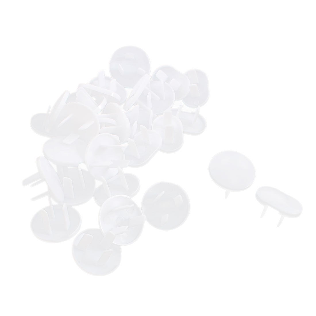 30Pcs White Plastic 2/3 Pin Flat Plugs Protector Safety Socket Cover Assembly