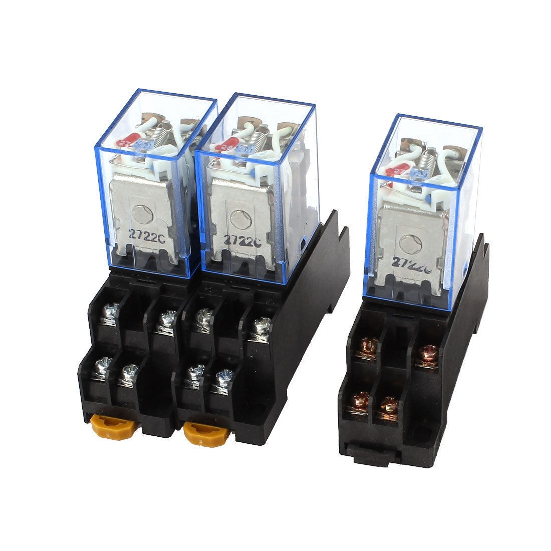 3 Pcs AC 110V/120V 5A Coil Red Lamp 35mm DIN Rail DPDT 8Pins Power Relay + Base