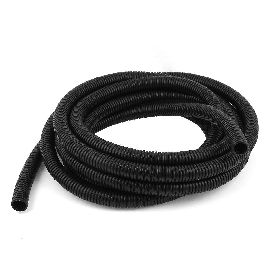 Black Plastic 20mm x 17mm Corrugated Wire Tubing Convoluted Hose Tube 16Ft Long