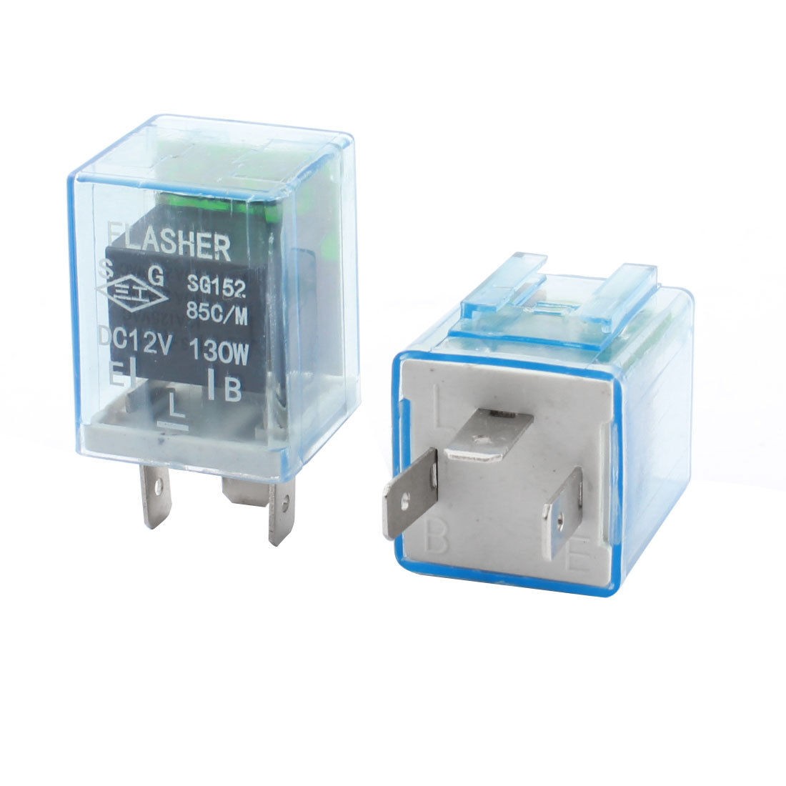 2 Pcs Clear Blue Plastic LED Light Fast Blink Flash Car Flasher Relay DC 2V 130W