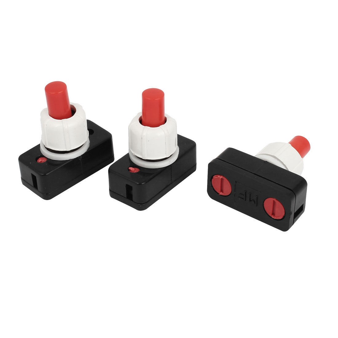 3pcs SPST ON-OFF Latching Red Round Head Push Button Switch AC 250V 1A