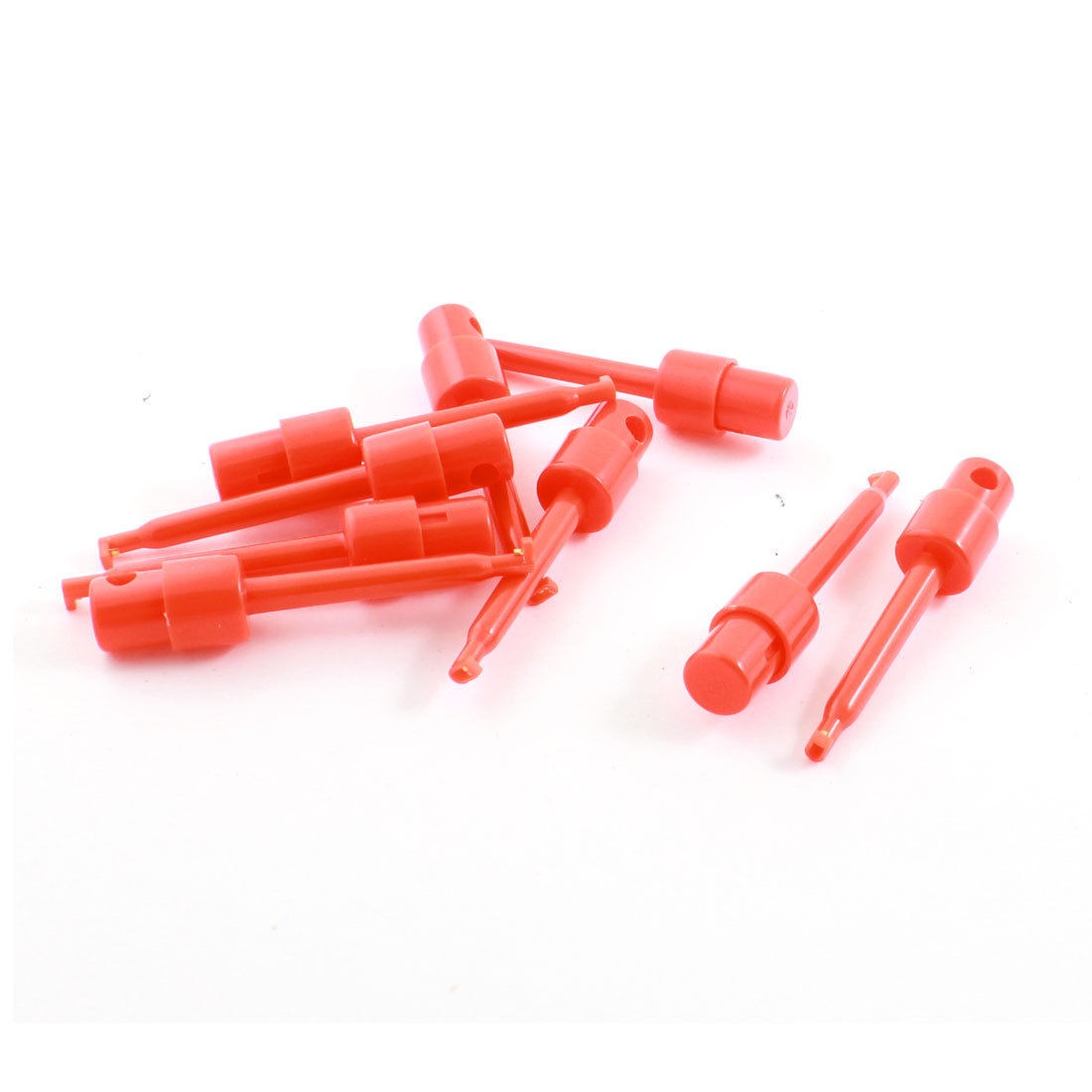 Multimeter Test Lead Red Plastic Insulation Single Hook Testing Clips 9Pcs