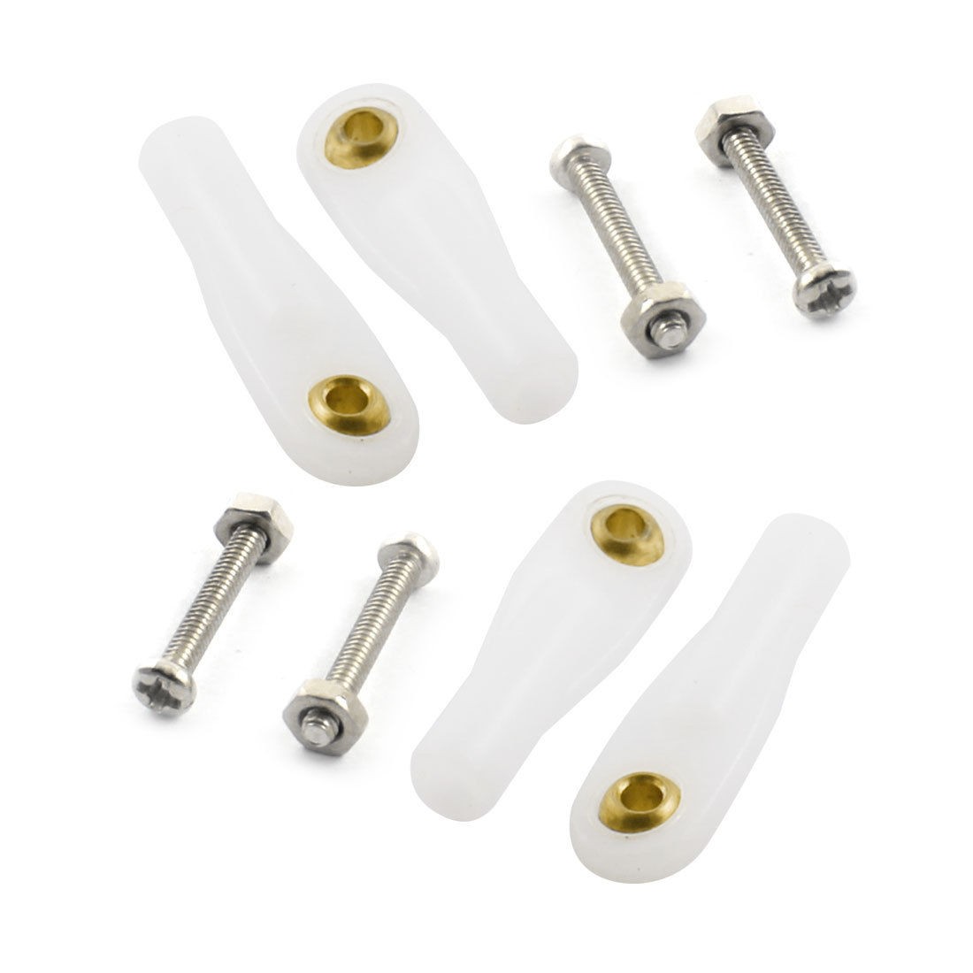 4Pcs DIY Model Simulation Car Boat Ball Joint Buckle 2X26X2.2mm White w Screws