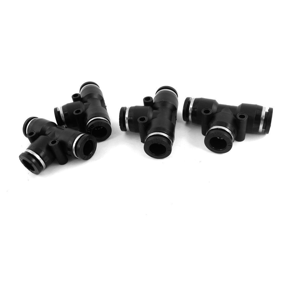 4pcs 3 Way T-shaped 8mm Dia Push in Tube Pneumatic Air Quick Coupler Fitting