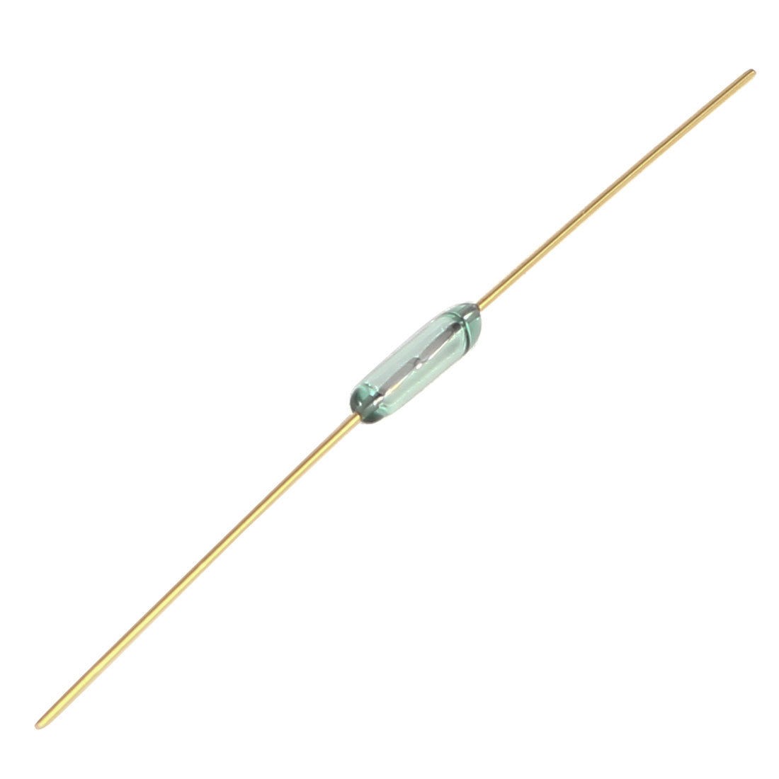 MKA07101 Gold Tone Metal Leads Green Glass Tube NO Magnetic Reed Switch 7mm