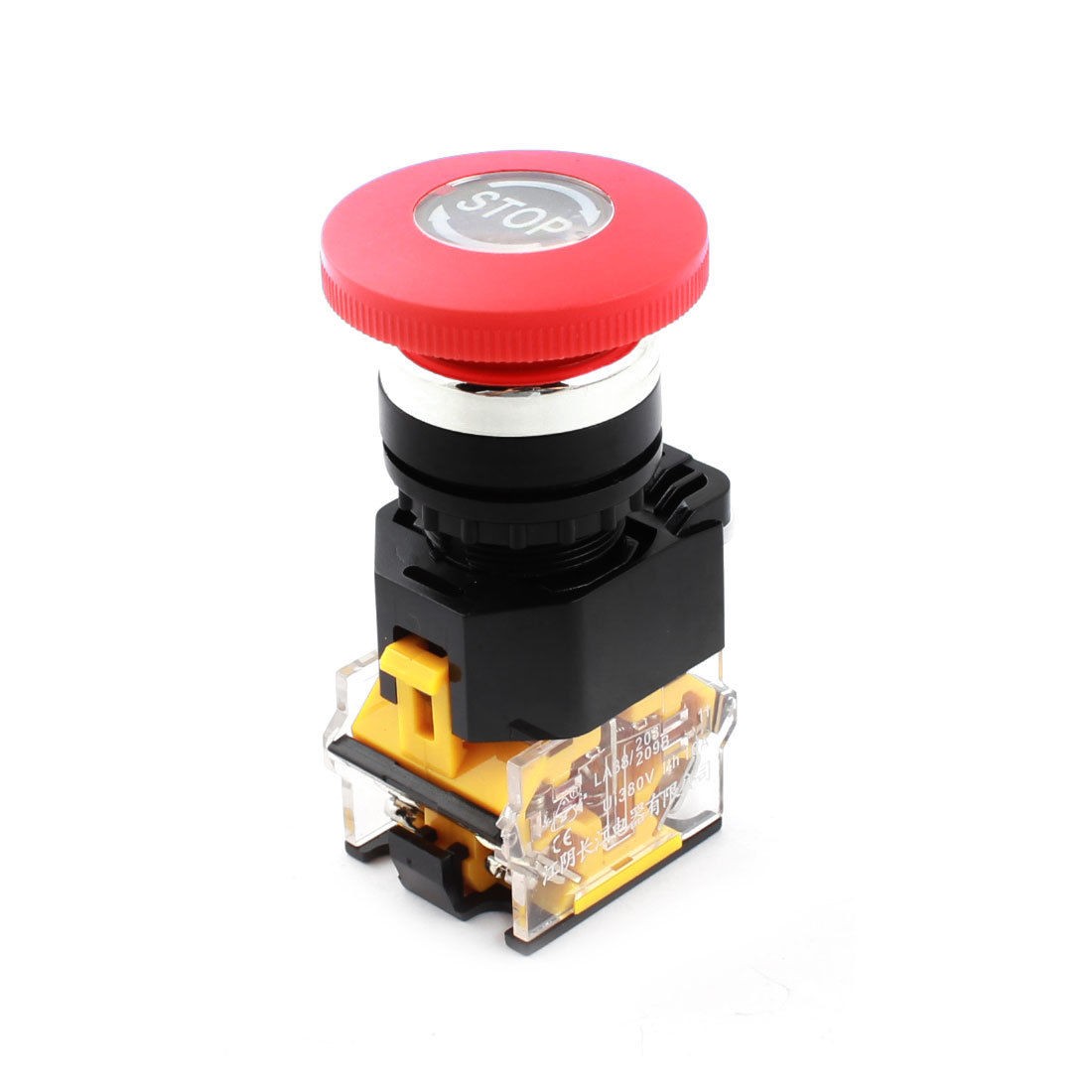 AC380V 10A 22mm Dia Thread DPST Rotary Reset Mushroom Push Button Switch