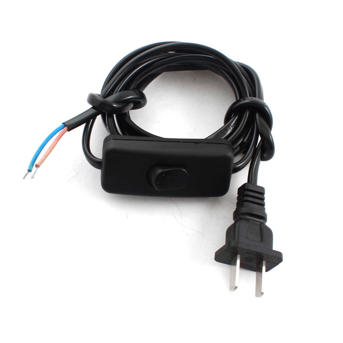 Black US Male Plug Lamp Power Cord Inline Button Switch 1.8M AC110V 3A AC250V 6A