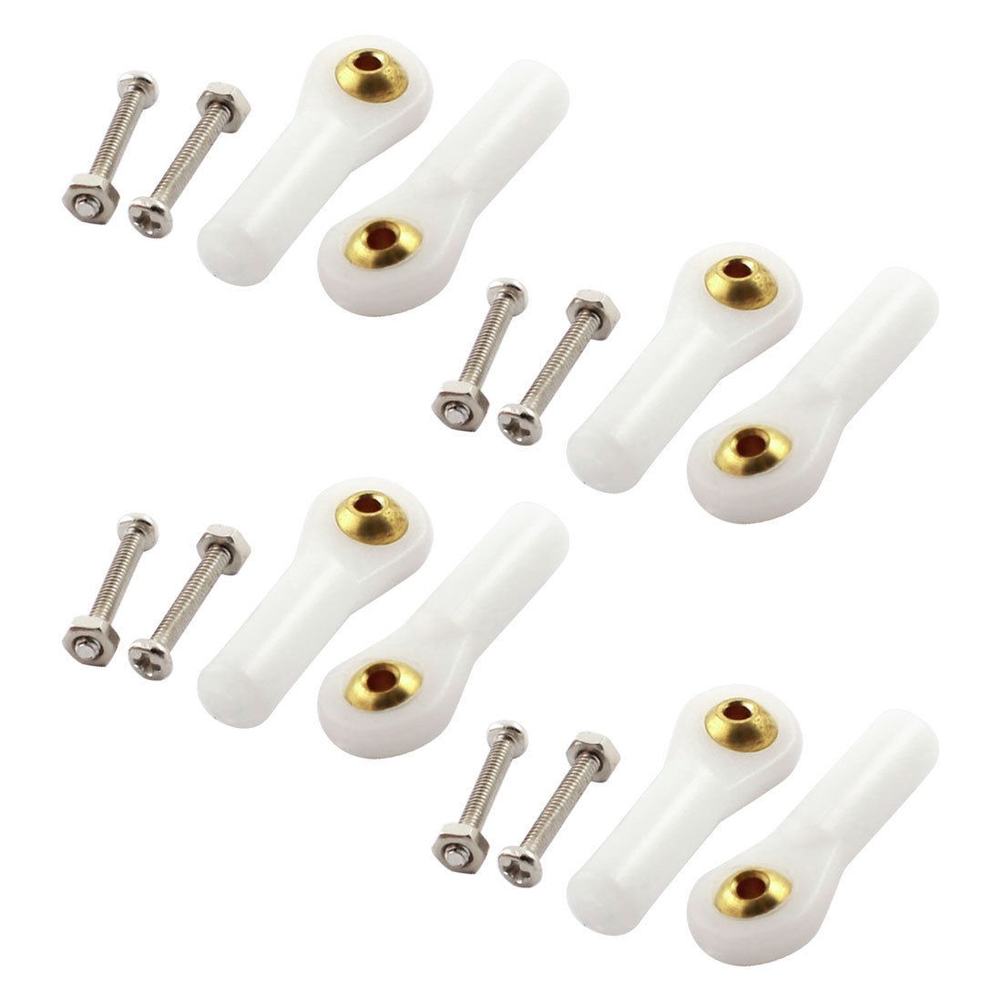 8Pcs RC Car White 2X27X3mm Rod End Metal Ball Head Buckle Joints Set w Screws
