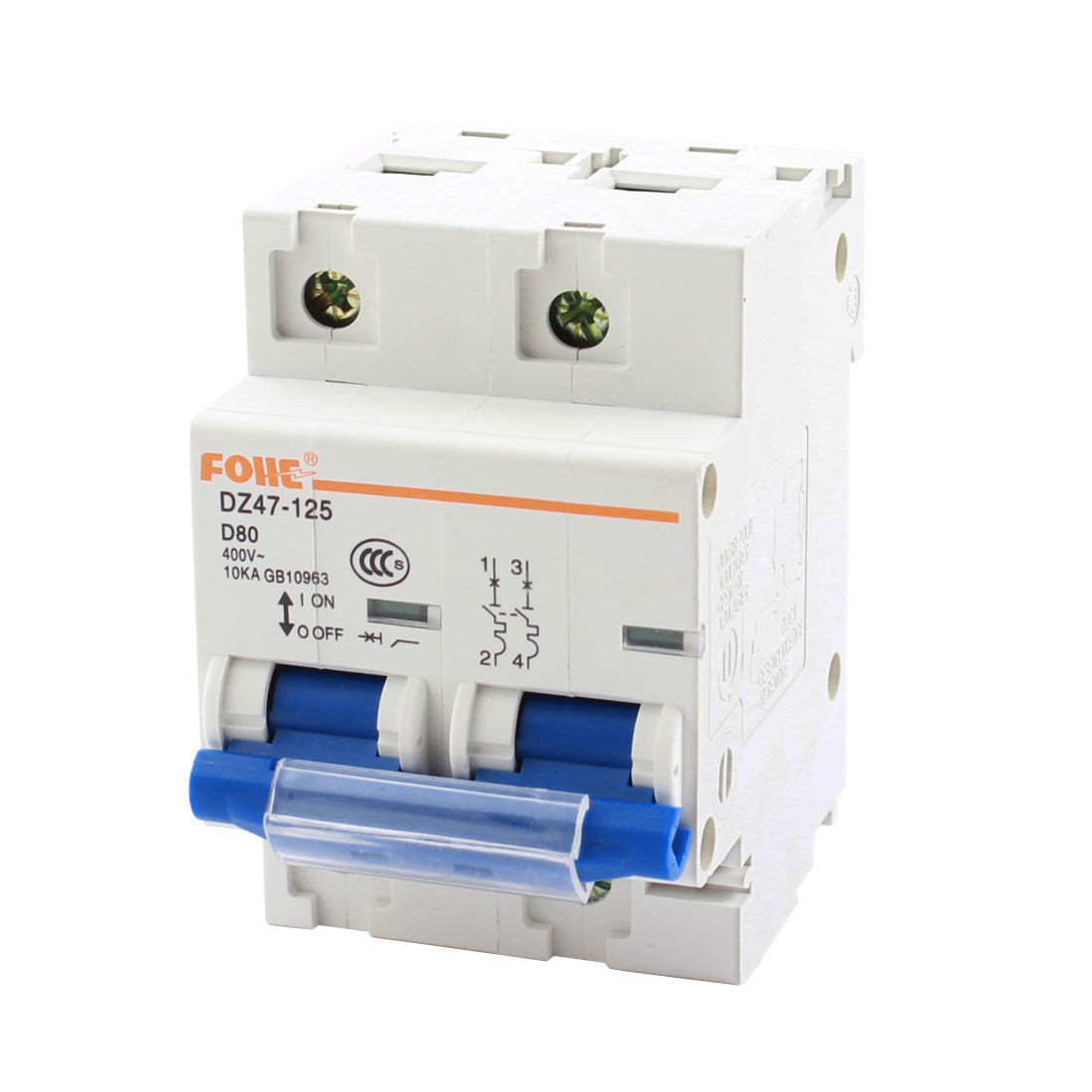 DZ47-125 Overload 2 Pole Miniature Circuit Breaker AC 400V 100A