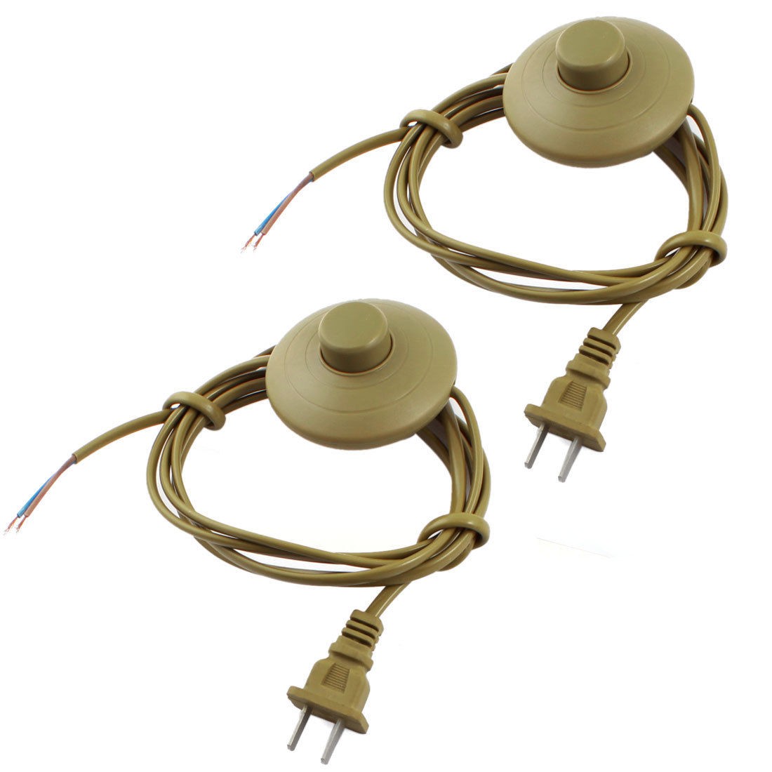 2Pcs Brown Round AC125V 3A AC250V 6A US Plug Step On Switch 1.8M