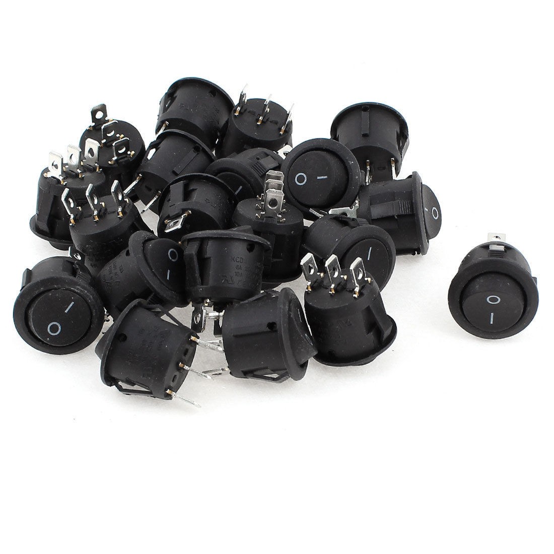 20 x KCD1 Black Round 3Pin SPDT ON/OFF Rocker Power Switch AC 125V/10A 250V/6A