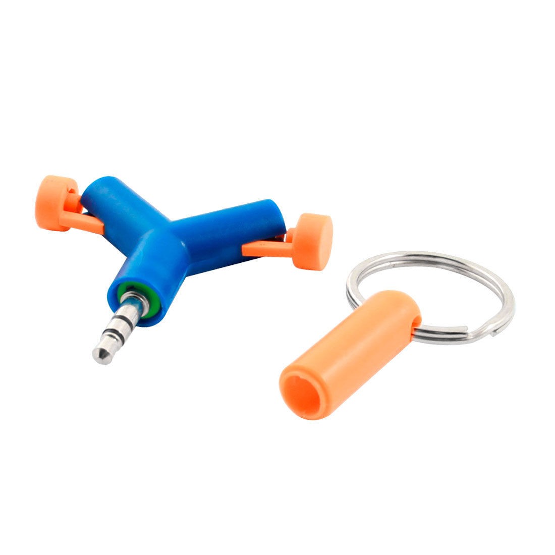 3.5mm Male to 2 Female Spliter Audio Plug Earphone Adapter w Orange Cover