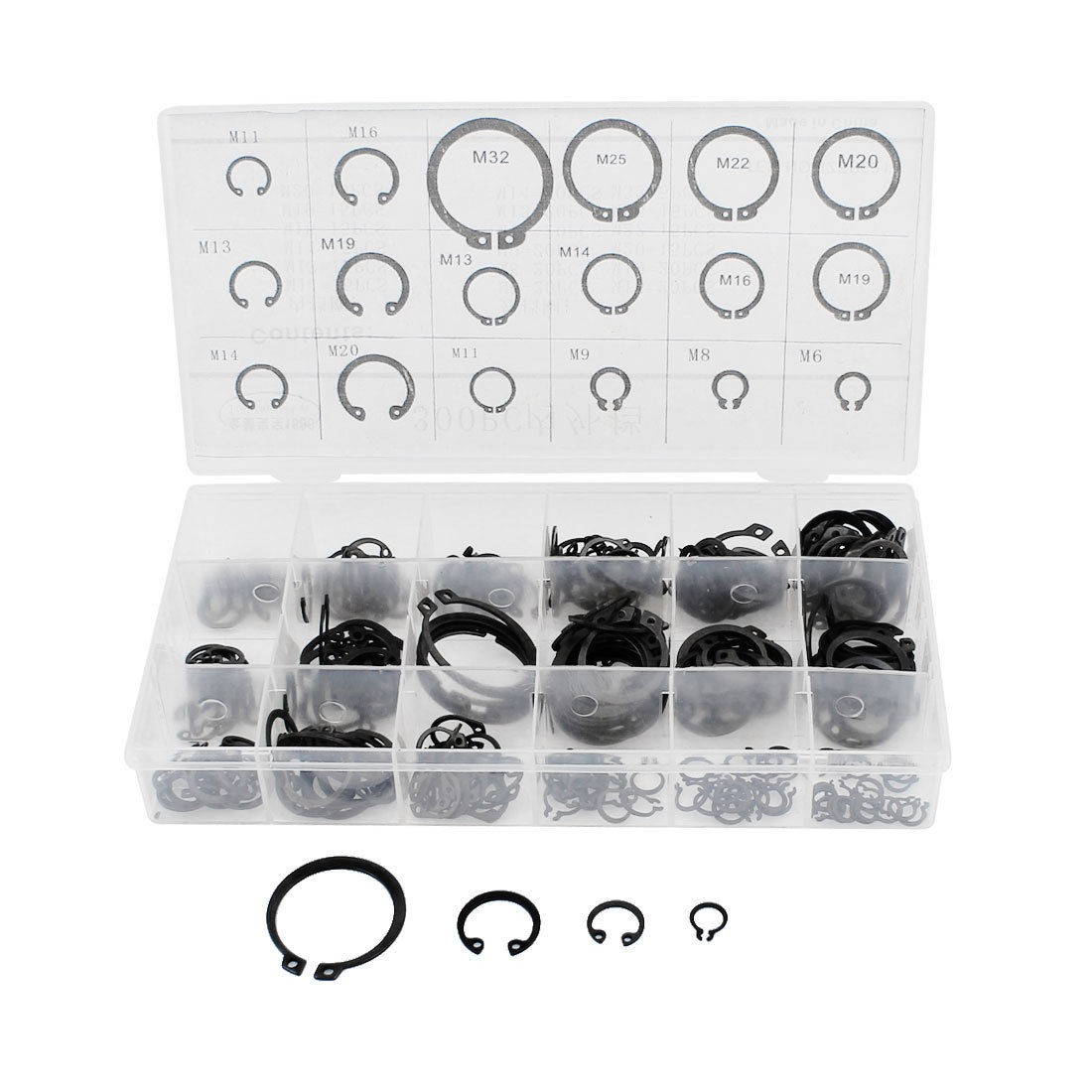 300 x Internal External Circlip Snap Ring Assortment Set w Storage Box