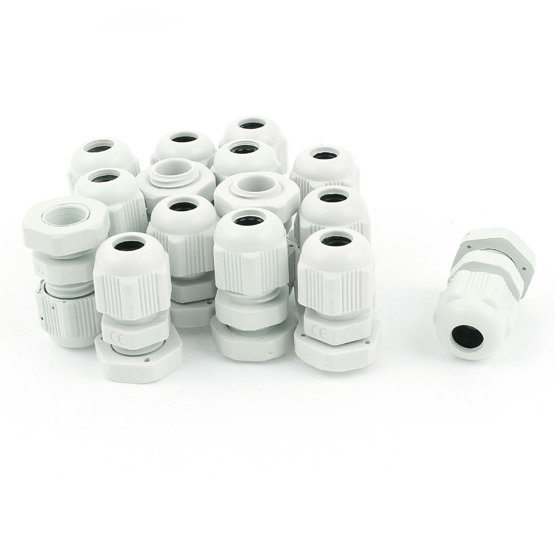 15 Pcs PG7 3.5mm to 6mm Waterproof Connector Adapter Plastic Cables Glands White