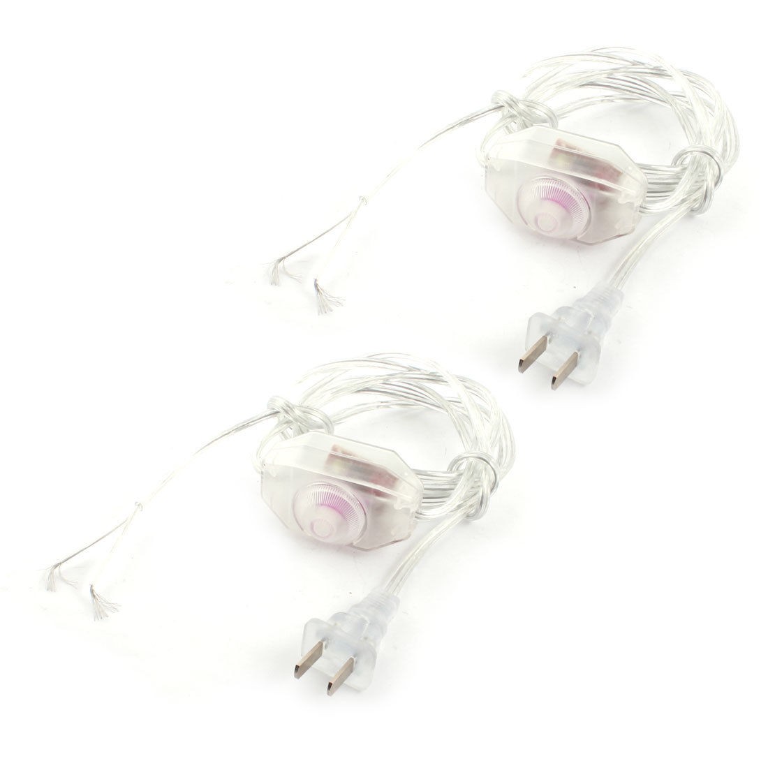 2 x Lamp Power Cord Swivel Dimmer Switch AC 250V/110V Clear US Plug 1.8M
