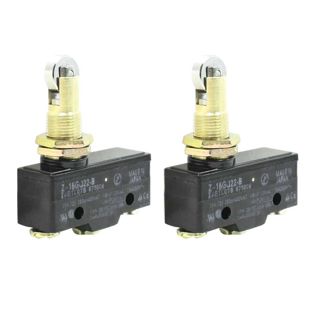 2 Pcs Z-15GQ22-B 3 Screw Terminals Panel Mount Roller Plunger Basic Limit Switch