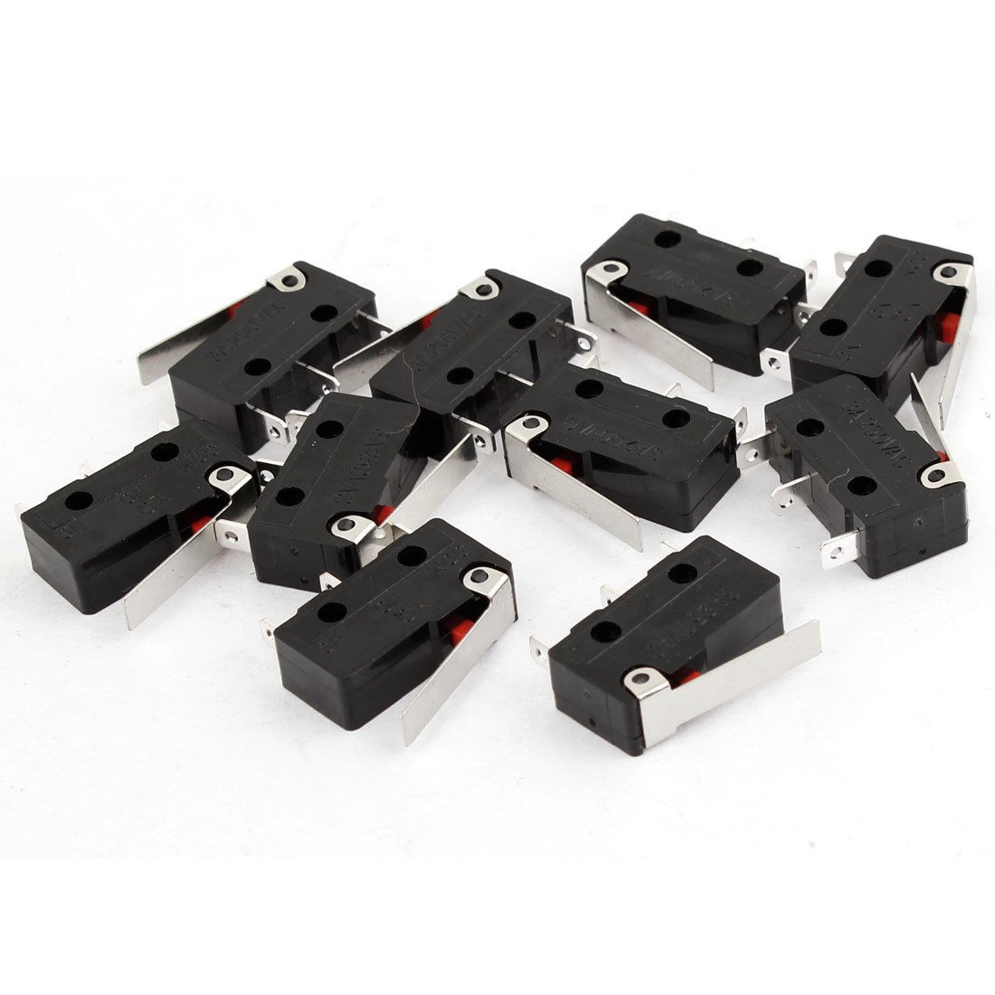 10 Pcs AC 250V 3A 3 Pins NO NC Momentary SPDT Micro Switches w Lever