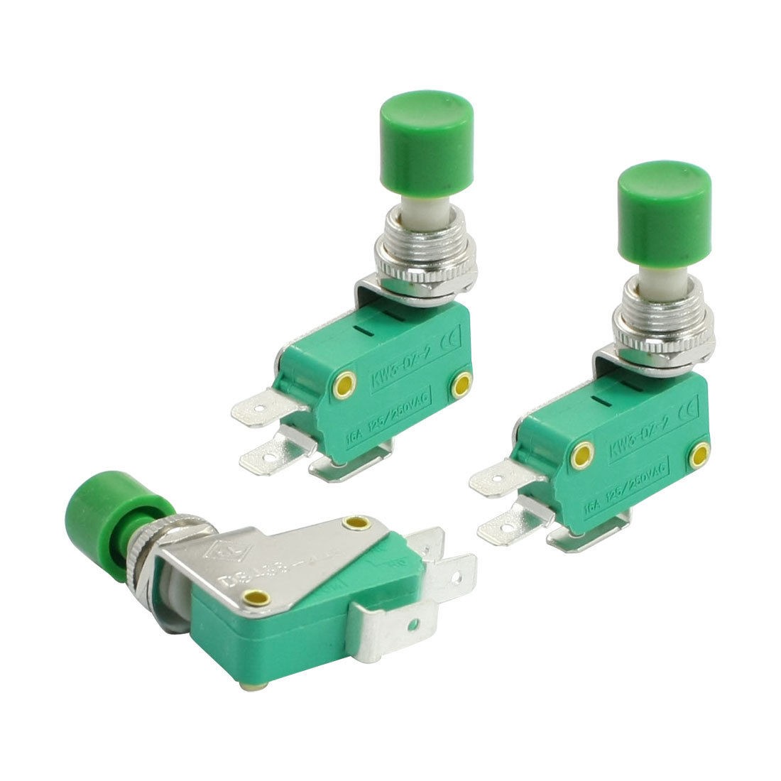 3Pcs 16A 125/250VAC SPDT 3 Pins Green Push Micro Switch Microswitch KW3-0Z-2