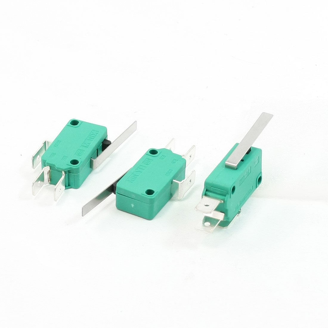 3 Pcs AC 250V 16A SPDT 3-Pin Short Straight Hinge Lever Mini Micro Switch Green