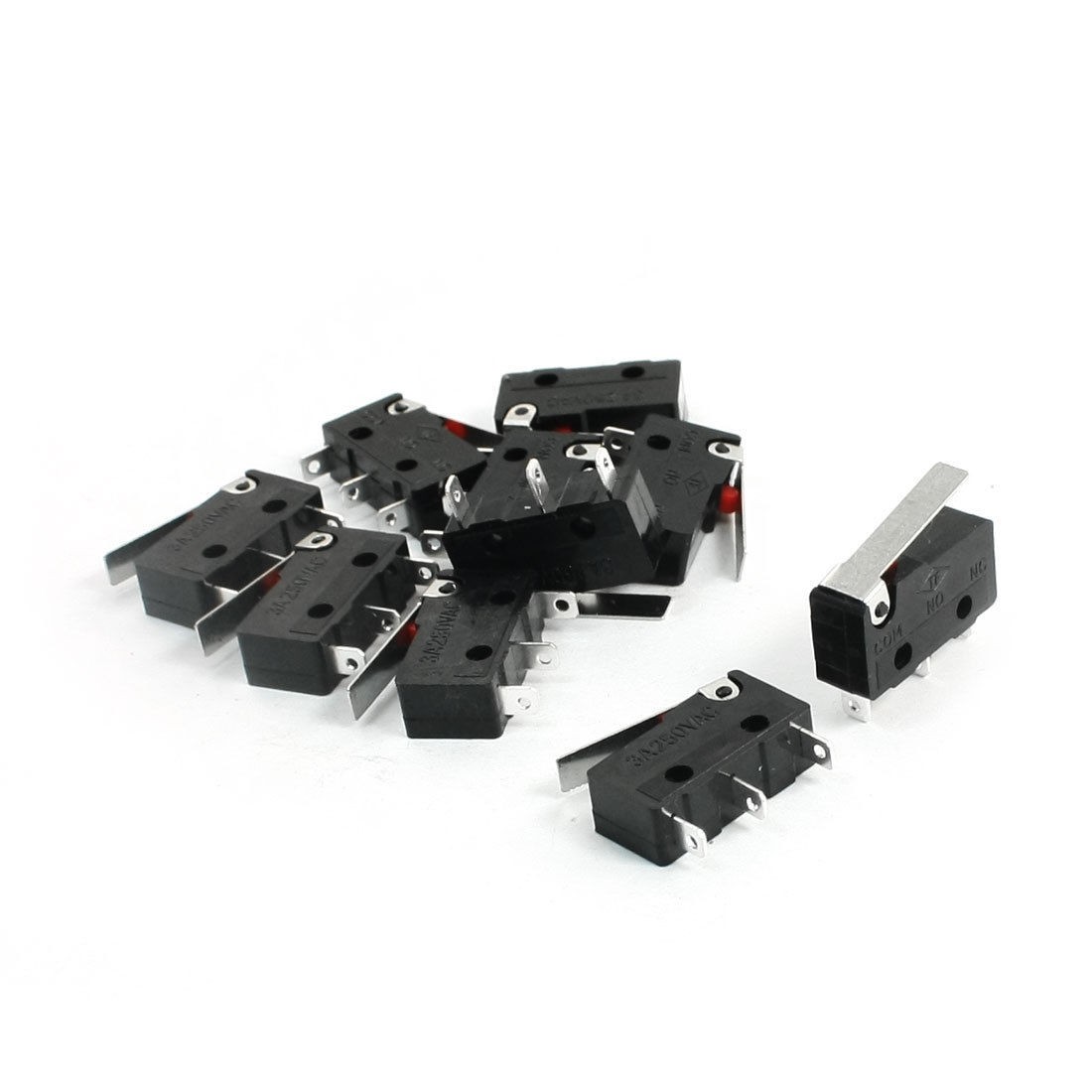 AC250V 3A 3 Pins SPDT Momentary Short Hinge Lever Mirco Switch 10pcs