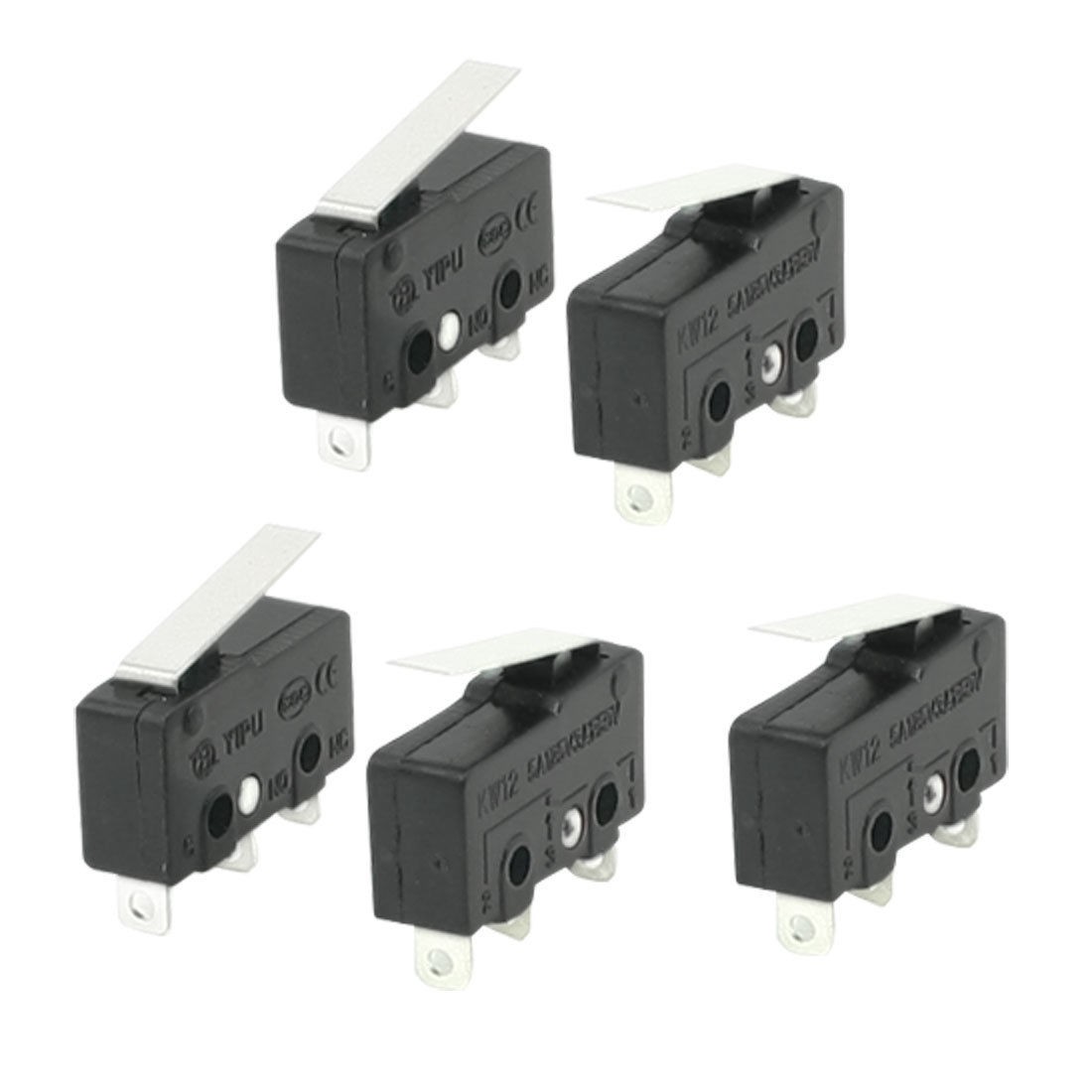 5 Pcs 3 Pins SPDT 1NO 1NC Momentary Hinge Lever Micro Switch 3A/250VAC 5A/125AC