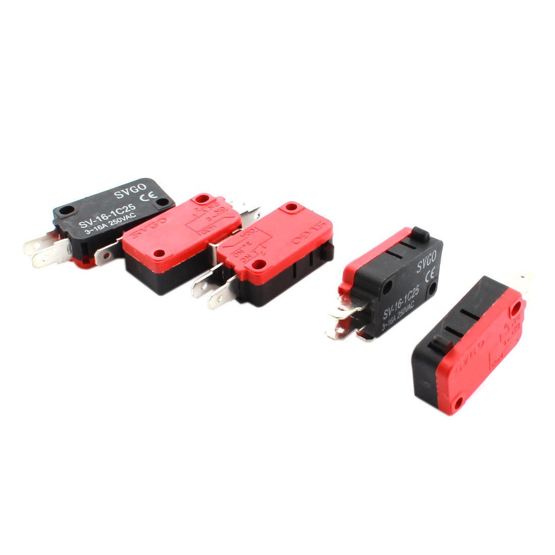 5 Pieces SV-16-1C25 AC250V 3-16A Micro Limit Switch Button Momentary Snap Action