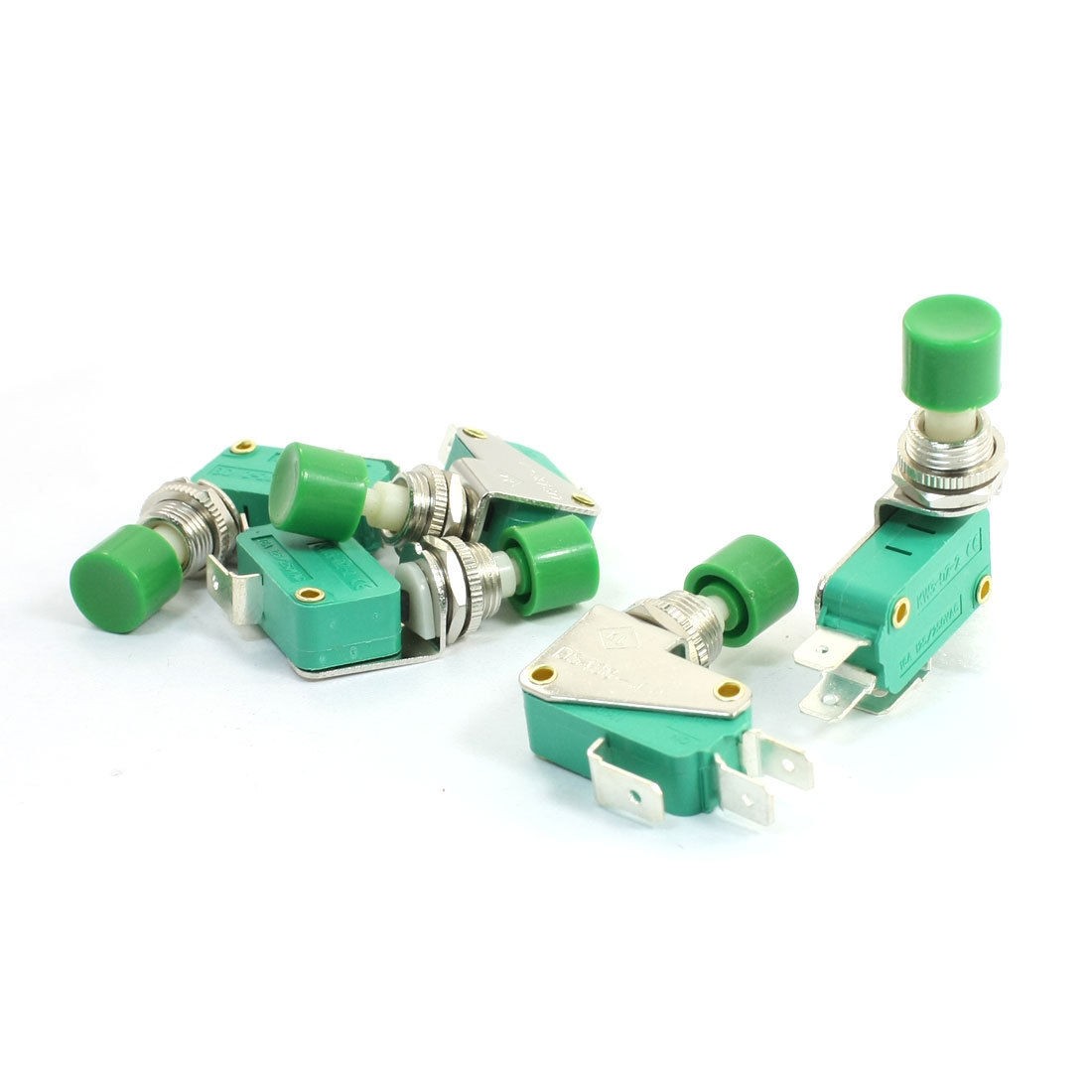 5pcs Panel Mounting NO+NC SPDT 3 Pin Terminal Green Micro Switch 16A 125/250VAC