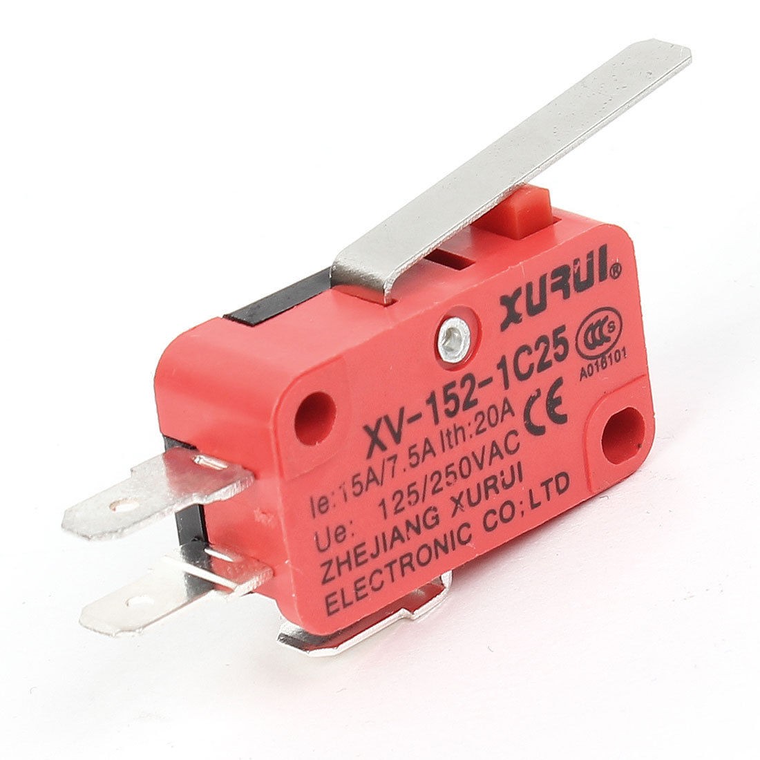 AC 125V 15A SPDT Straight Hinge Lever Momentary Miniature Micro Switch