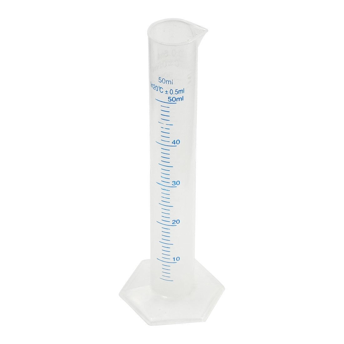 Transparent Plastic Graduated Cylinder 50ml 0.5 milliliter Lab Test