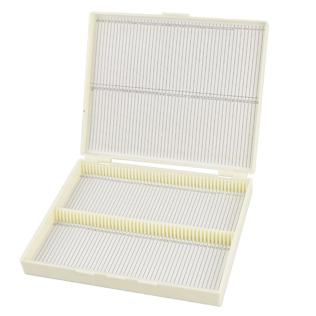 Rectangular Microscope Glass Case Slide Box Beige w Lid for 100 Slides