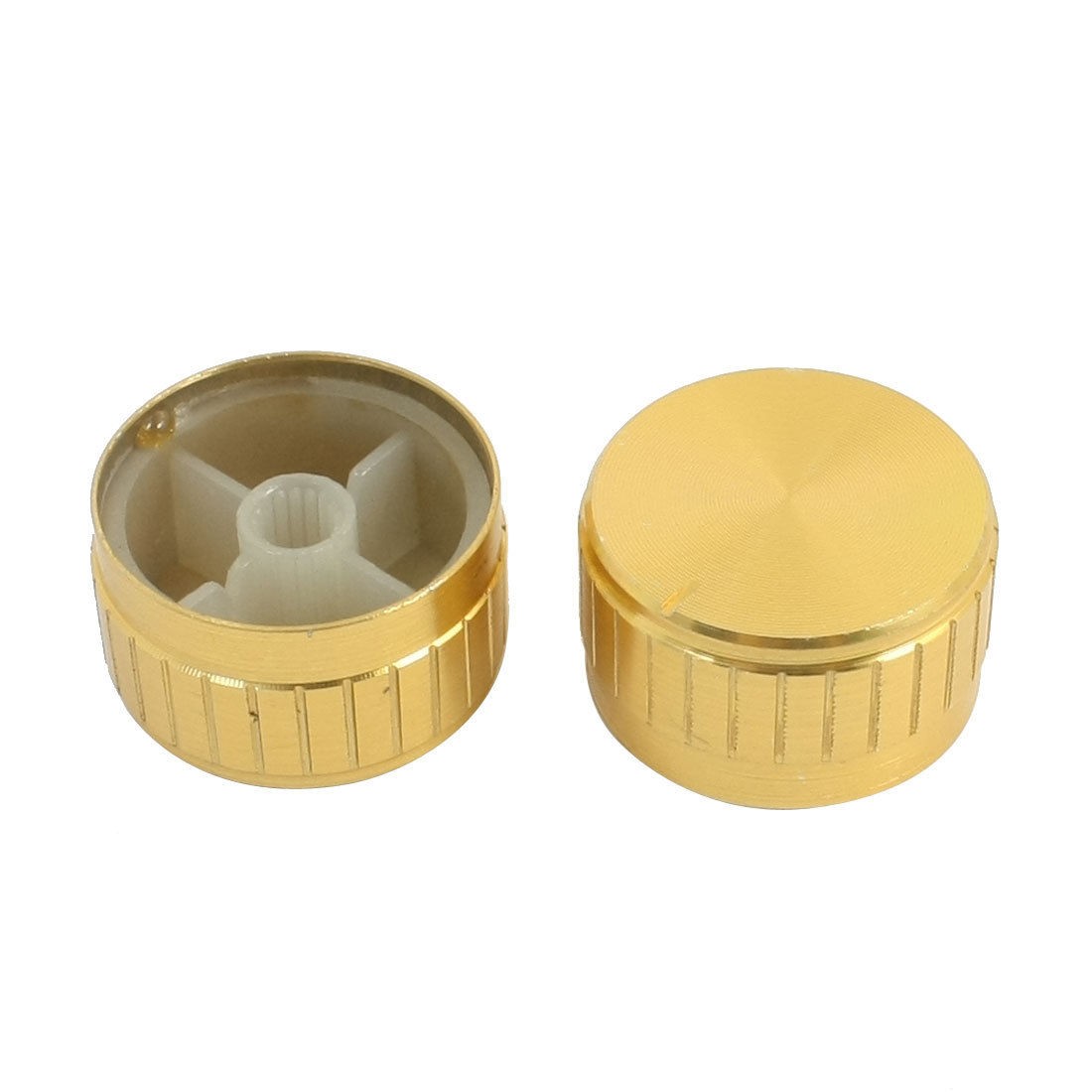 2pcs Gold Tone Plastic Audio Volume Regulator Cover Knobs 30x17mm