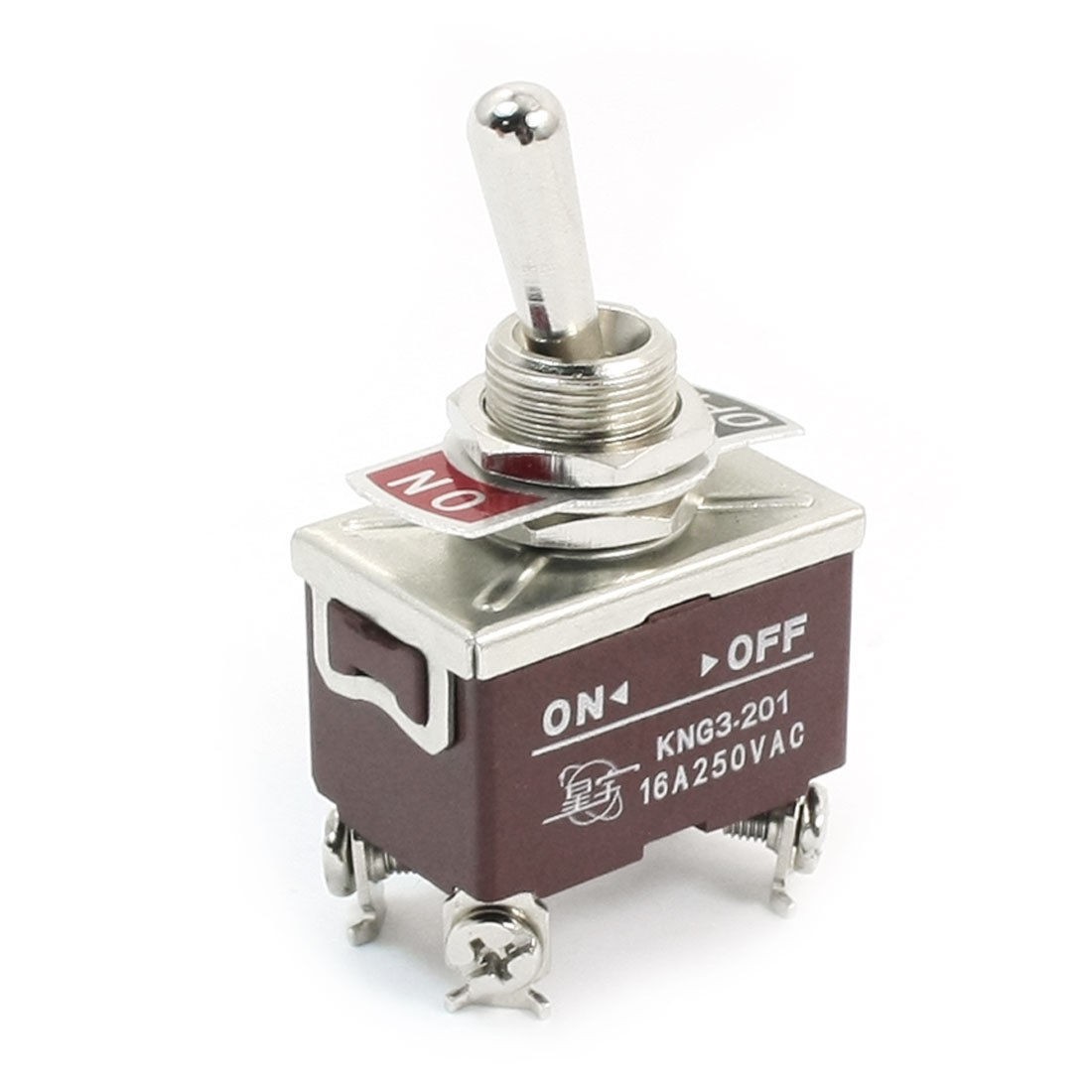 12mm Panel Cutout Dia 2 Positions DPST Rocker Toggle Switch AC250V 16A