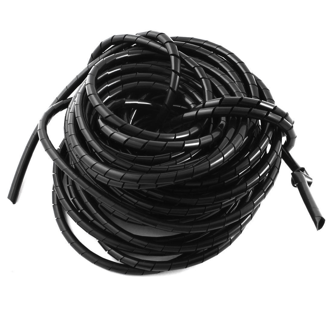 6mm x 12M Spiral Cable Wire Wrap Band Computer Manage Cord Black