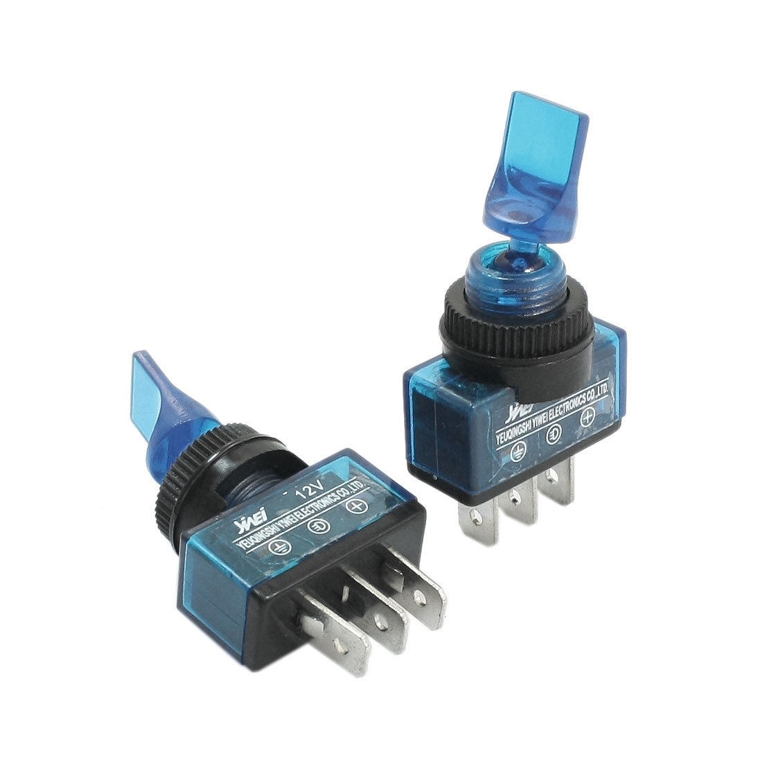 2pcs DC12V 20A 2 Position SPST 12mm Mount Blue Light Toggle Switches