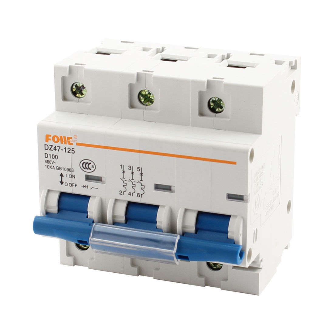 DZ47-125 3 Poles Mini Circuit Breaker Overload Protection AC 400V 100A 10KA