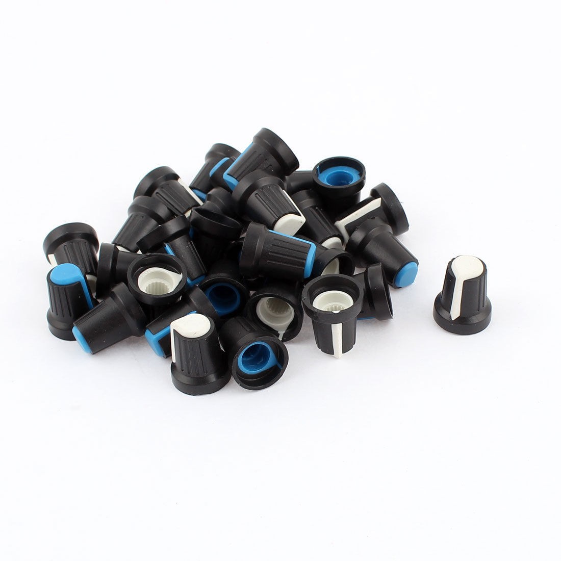 30pcs Blue White Potentiometer Knob Cap for 6mm Knurled Shaft