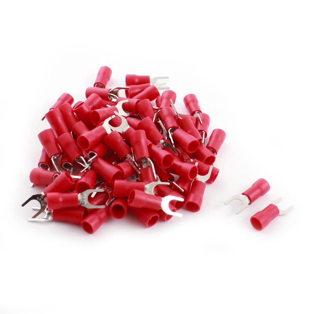 80 Pcs SVS5.5-6 48A 12-10AWG Red Insulated Fork Terminal Connector 6.4mm